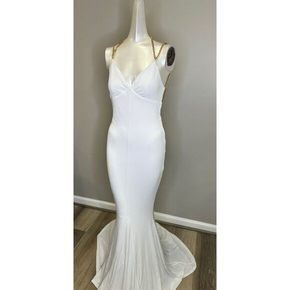 NWT Retrofete Valentina Open Back Floor Length Maxi Dress White XS $595 - Picture 5 of 9